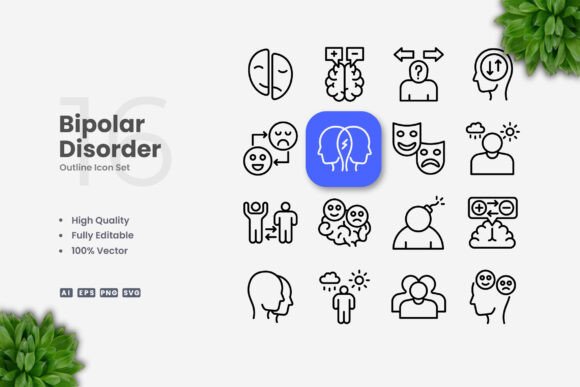 Bipolar Disor Icons for Modern Design Needs