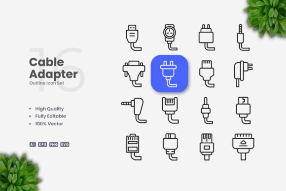 Cable Adapter Icons: A Versatile Design Solution for Modern Projects