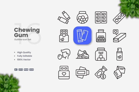 Chewing Gum Icons: A Simple and Clean Design for Every Project