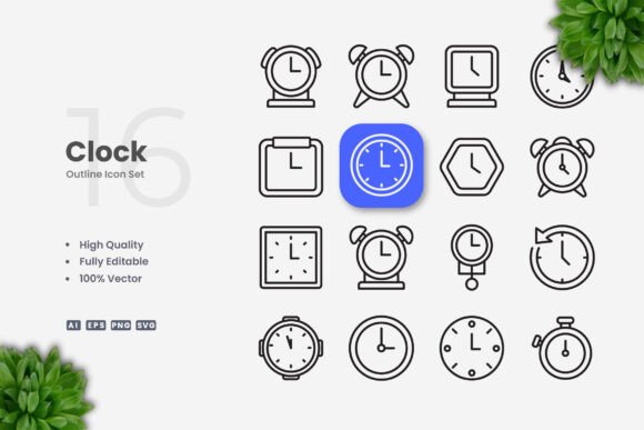 Clock Icons: Simple and Clean Design for Every Project