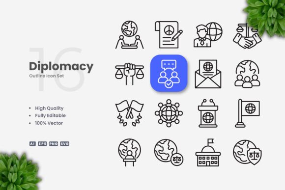 Diplomacy Icons: Simple and Clean Design for Modern Creativity
