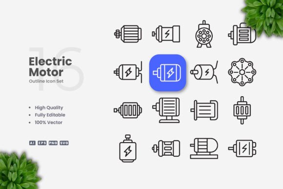 Electric Motor Icons for Streamlined Design Workflows
