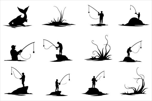 Fishing Adventures Vector Silhouettes