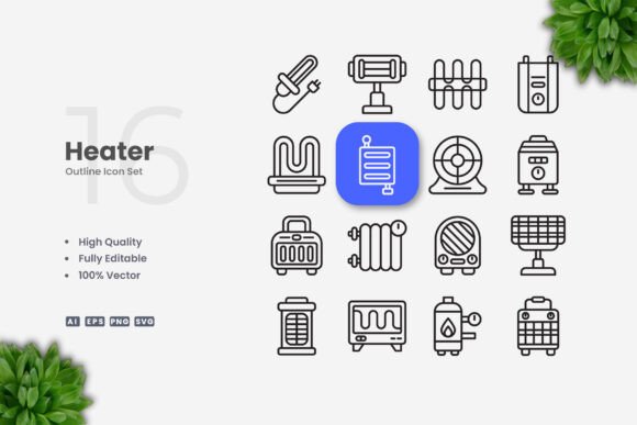 Heater Icons: Simple, Clean, and Versatile Design for Every Project