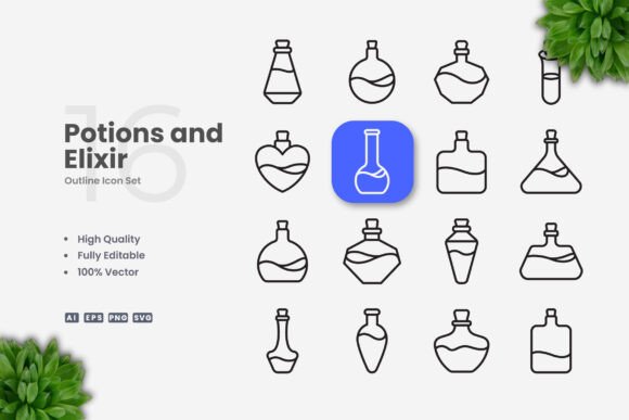 Potions and Elixir Icons for Modern Design Projects