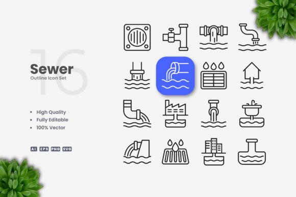 Sewer Icons: Simple and Clean Design for Every Project