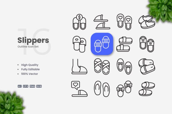 Slippers Icons: Simple, Clean, and Versatile