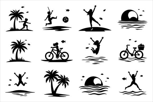 Tropical Summer Silhouettes Collection: A Versatile Design Resource